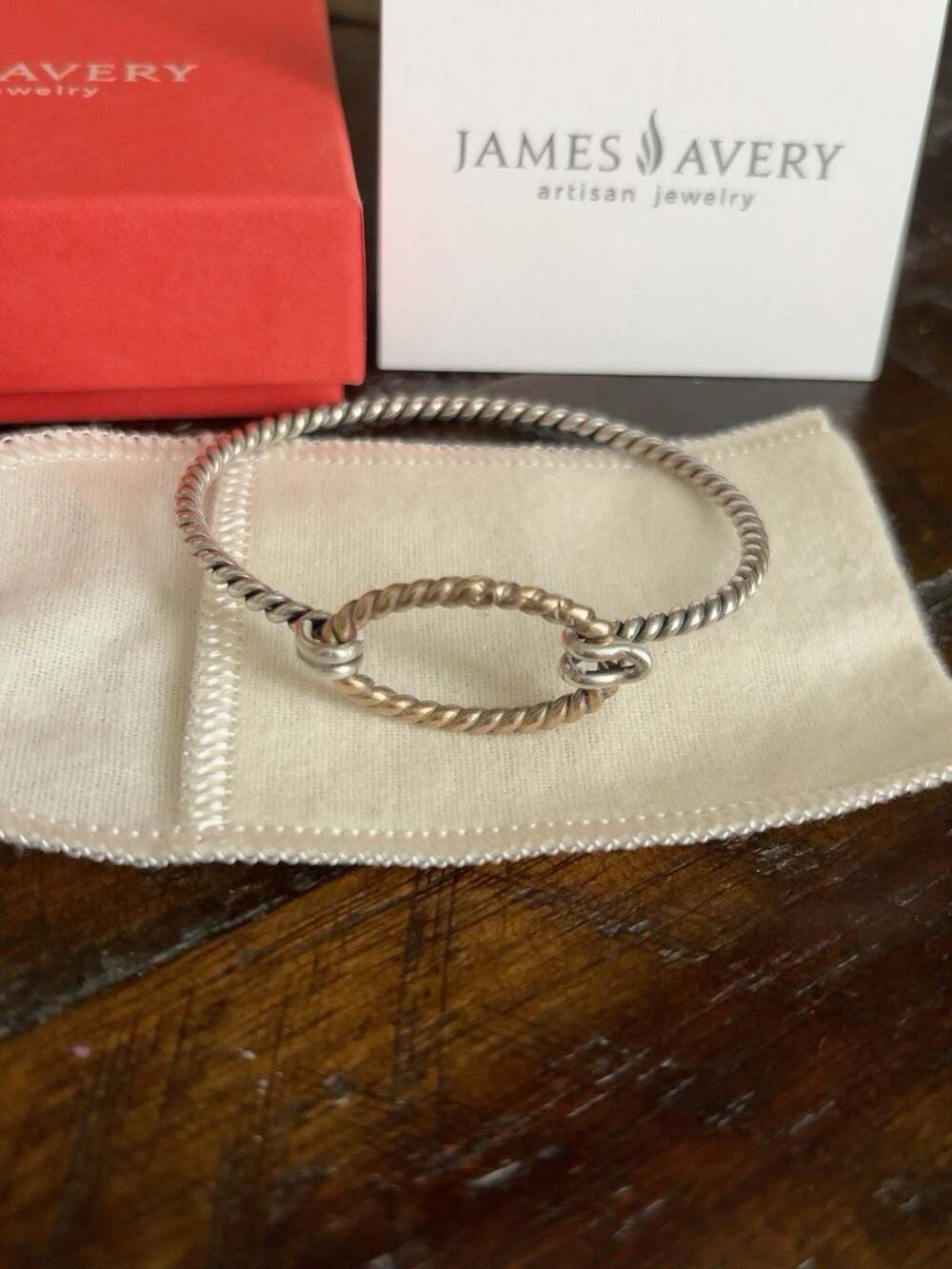 RETIRED James Avery 925 Sterling Silver Twisted Wire Hook-On Bracelet w/ Box SML